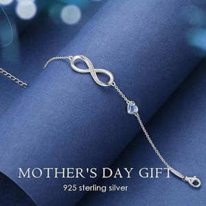 Custom logo <b>Infinity</b> Heart Symbol Charm Link <b>Bracelet</b> for Women Sterling Silver Stainless Steel Adjustable Mother's Day Gift - Product Image 3