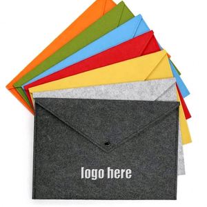 Promotion Custom Logo Business Office Felt Custom Logo Multi Colors <b>A4</b> Size Felt <b>File</b> Paper Folder with Snap Button - Product Image 1