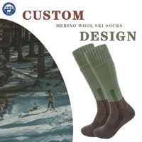 Chaussettes de ski en laine mérinos sur mesure, longues, anti-froid, très élastiques, pour l'alpinisme en extérieur, avec logo intégré