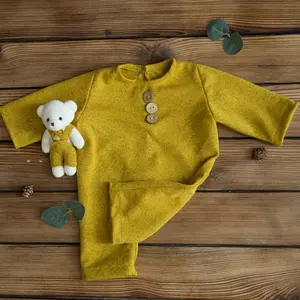 Conjunto de brinquedo de urso de pelúcia, roupas para bebês recém-nascidos, macacão de flores, adereços de fotografia