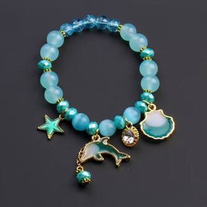 Pulsera de Estilo Vacacional para Mujer con Piedras Naturales, Cristal, Cuentas de Palomitas, Conchas de Delfín y Estrellas, Diseño Oceánico - Product Image 6