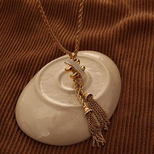 Collana di nappe a catena Vintage in acciaio inossidabile con lastricato di diamanti placcato oro <span class=keywords><strong>Monet</strong></span> Damita gioielli da donna - Product Image 6