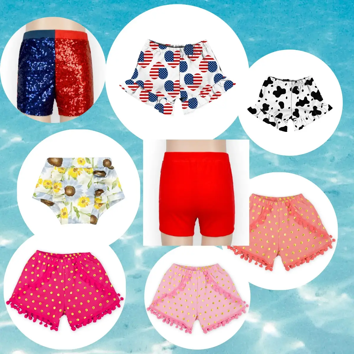 Shorts à paillettes pour enfants, vêtements de sport en coton, scintillants, pour petites filles, de course à pied, pour la fête nationale, le 4e de juillet