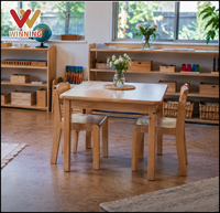 Ensemble table et chaises rectangulaires en bois pour enfants, deux places, mobilier Montessori pour maternelle, garderie, crèche, salle de classe