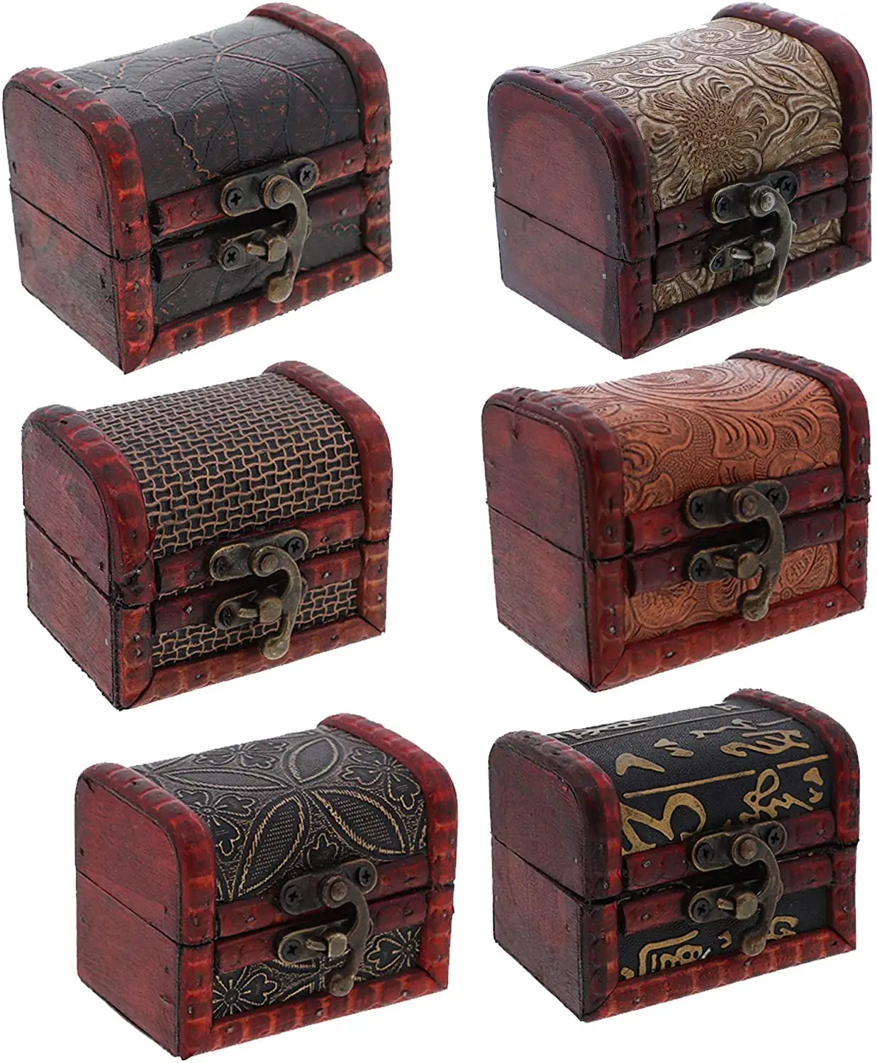 Kotak perhiasan kayu antik miniatur antik acak grosir kotak perhiasan kayu Steampunk perhiasan kotak kayu