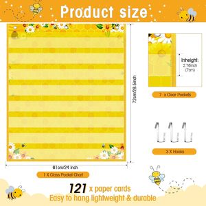 Juego de tableros de bolsillo con calendario para el aula, 120 tarjetas para la gestión del tiempo y el seguimiento del clima y las estaciones - Product Image 2