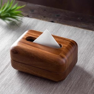 Solid Wood Tissue Box Wooden Grain Desktop Napkin Holder For Living <b>Room</b> Car Bathroom Home Use - Product Image 1