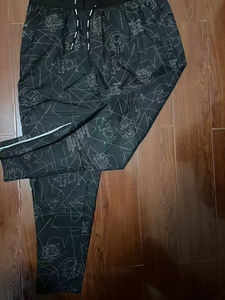 Pantalon de jogging pour homme, coupe droite, style hip-hop, en toile respirante, motif automnal, logo à la taille, taille mi-haute, fermeture éclair, devant plat, pantalon de sport - Product Image 5