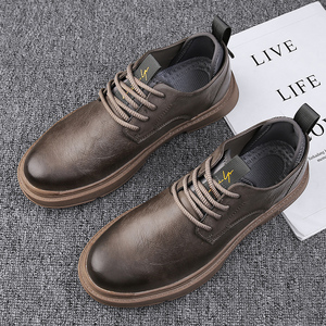 Men's Ankle Boots Low-Top 2024 New Style for Dr for <b>Shoes</b> Casual Front Lacing Rubber Outsole <b>Increase</b> <b>Height</b> British Style - Product Image 4