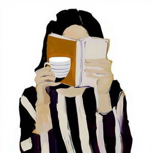 <span class=keywords><strong>Arte</strong></span> Abstracto en Lienzo de Mujer Leyendo un Libro de Café, Decoración Moderna y Minimalista para el Hogar, 16x24 Pulgadas, Sin Marco, Hecho en China - Product Image 1