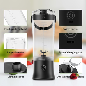 Blender portable rechargeable par USB sans fil avec gobelet en Tritan pour jus, smoothies, silencieux et facile à nettoyer - Product Image 2