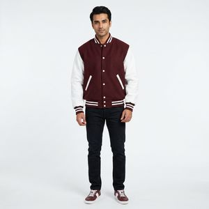 Customized Logo Printing <b>Men</b> Varsity <b>Jackets</b> High Quality Stand Collar Front Logo Winter Wear Custom Wholesale Embroidery - Product Image 1