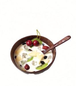 Tazón Redondo 100% Natural de Cáscara de Coco de 12-15 cm, con Forma de Corazón de Flor, Ecológico, Pulido, con Cuchara de Coco para Fiestas - Product Image 6