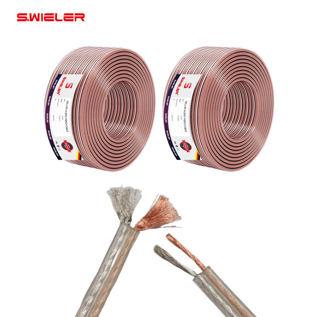 Professional Ofc Speaker Cable 2cores Wire 0.5/0.75/1.0/1.5/2.0 Mm 20/18/17/15/14 Gauge Awg Transparent Flexible Speaker Cable