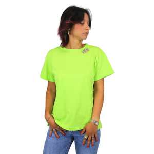 T-shirt da donna verde acido a maniche corte, top casual - Product Image 1