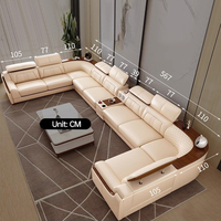 Canapé Sectionnel Moderne en Cuir en U, Ensemble de Canapés de Salon en Cuir, Meuble de Luxe Canapé Intelligent Très Vendu 7 Places