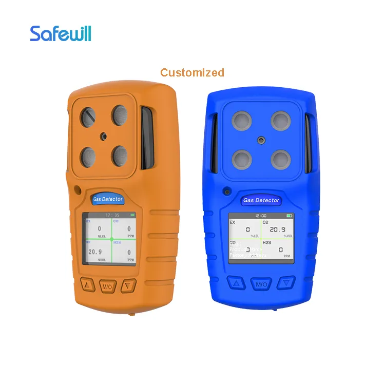 Safewill OEM ก๊าซพิษ CH4 O2 H2S CO Monitor 4 ใน 1 แบบพกพาเครื่องวิเคราะห์ก๊าซแบบสแตนด์อโลนเครื่องตรวจจับก๊าซ