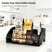 Support pour Sirops de Café, Porte-Bouteilles de Sirop, Étagère de Présentation pour Bouteilles d'Alcool - Meuble de Cuisine Rustique, Organisateur de Comptoir en Bois