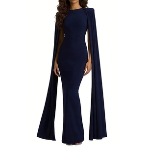 Vestido Maxi de Noche Formal para Mujer con Manga Capa, Cuello Redondo y Ajuste Ceñido - Moda - Product Image 6