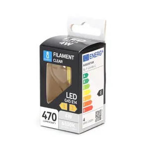 Lampadina LED a filamento G45 E14 4W, trasparente, per illuminazione decorativa ed efficiente in case e locali. - Product Image 1