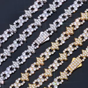 Collier Hip Hop Européen-Américain avec Pendentif Croix Flocon de Neige, Chaîne Élastique, Bijoux Simples de Haute Qualité pour Hommes, Chaîne en Zircon - Product Image 1