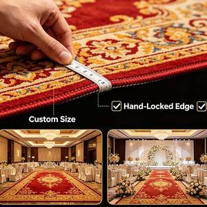 Tappeto Tufted Artigianale a Pelo Lungo Stile Cinese in Lana Rossa e Acrilico per Decorazione Sale Riunioni, Soggiorni e Location per Matrimoni - Product Image 4