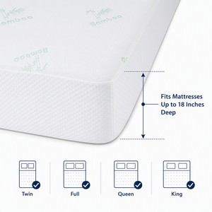 Protector de Colchón Impermeable AOSEN de Bambú con Capa de Aire 3D, Transpirable y Suave, Cubre Colchón con Bolsillos Profundos, Estilo Sábana Ajustable - Product Image 4