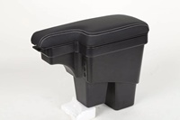 DAIAO Luxe Amérique du Sud – Boîte de rangement d'accoudoir de console centrale en cuir PU noir avec porte-gobelet rotatif USB DA-6326 pour voiture
