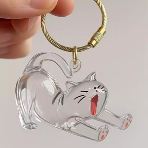 Llavero de estatuilla de gato transparente de nueva llegada | Contenedor de recuerdo de pelo de mascota | Encanto de resina personalizado para memoria y decoración de mascotas - Product Image 2