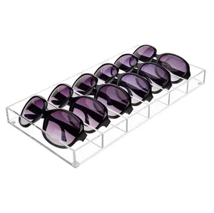 6 Slots Klare Acryl gläser Aufbewahrung organisator Fall Tablett Mode Acryl Display Stand Acryl Sonnenbrillen Display