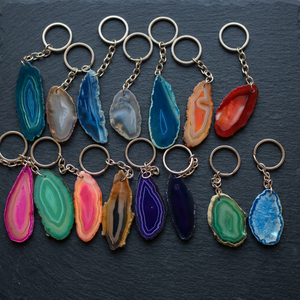 Mélanger Agate Tranche Porte-clés/Porte-clés En Gros Natura Pierres Cristal Artisanat Reiki Roches Minéraux Jade Porte-clés - Product Image 3