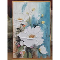 Peinture à l'huile abstraite sur toile de lin acrylique, grande taille, peinte à la main, texture 3D, fleurs, décoration murale moderne pour la maison, vente en gros, personnalisable