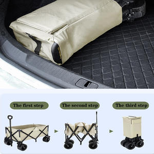 비치 풀 왜건 카트, 비치 기어 운송 접이식 보관 카트용 접이식 디자인의 와이드 휠 샌드 카트 - Product Image 4