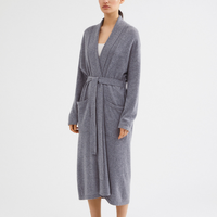 Robe en cachemire, mélange de soie et de cachemire, pour femme, blanche, super douce, longue, tricotée, avec ceinture