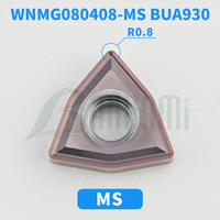 BAHRAMI WNMG080404/08-MS AITiN Alat Bubut Eksternal Berlapis HRC45 dengan Mata Pisau 40mm Bentuk Segitiga untuk Pusat Bubut CNC