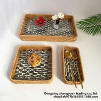Plateau de service vintage de luxe léger en rotin tressé en forme de coquille, idéal pour fruits, usage domestique, plateau à collations pour salon, panier de rangement pour thé