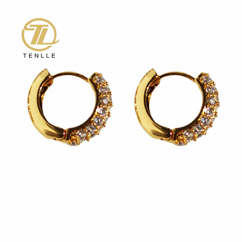 Südkoreas leichte Luxus High Sense Voll diamant Kreis Ring Ohrringe Schnalle Netz rot Mode CZ Creolen
