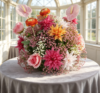 Boule de fleurs artificielles Gypsophile et Rose, Composition florale artificielle pour allée de mariage, centre de table, décoration de scène de fête