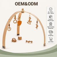 Gymnase d'activités Montessori en bois pour bébé - Cadre pliable fait main avec jouets à suspendre pour les nouveau-nés de 2 à 15 mois