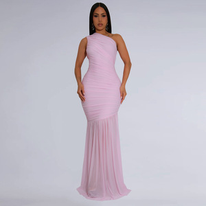 FS11221A Abiti Lunghi Monospalla alla Moda per Donne Taglie Forti - Product Image 4
