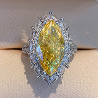 Nouveau Design Unique Big Marquise Cut Jaune CZ Bague Couleur Argent Prix Usine Femmes pour la Fête De Mariage Vintage Anneaux GJZ0461