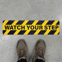 Autocollant antidérapant « Attention, sol mouillé » pour escaliers mécaniques, centres commerciaux, entrepôts – Décalcomanie d'avertissement de sécurité au sol