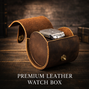 Étui de voyage de luxe gris en cuir véritable à 1 emplacement pour montre, avec coussin coulissant, pour homme - Product Image 1