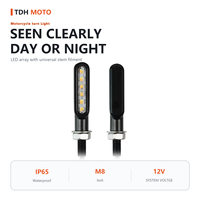 Clignotant Rond Moto en Aluminium Noir Chromé avec Lentille PC Fumée 12V Étanche IP65 Vis M8 Universel