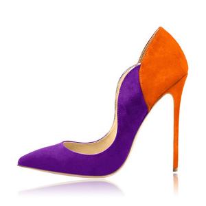 Nouveau style rose rouge daim bout pointu escarpins à talons aiguilles talon 4.7 pouces deux couleurs sexy femmes chaussures à talons hauts - Product Image 2