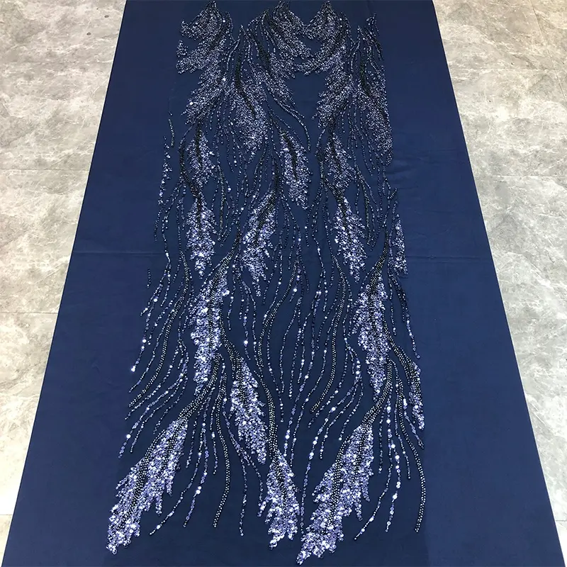 프랑스 하이 엔드 스팽글 레이스 패브릭 나이지리아 자수 3D 스터드 레이스 패브릭 스팽글 메쉬 웨딩 드레스 WS3408