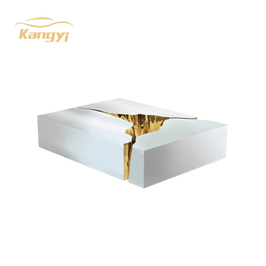 Bộ Xếp Hình Bàn Gỗ Mô-đun Thiết Kế Hiện Đại Sang Trọng Bàn Cà Phê Trung Tâm Bằng Thép Không Gỉ Màu Trắng Cho Phòng Khách - Product Image 1