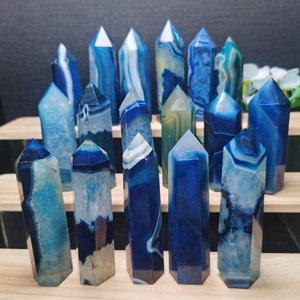 Pietra di Cristallo Naturale all'Ingrosso per Guarigione, Torre a Punta, Sfera di Cristallo di Sardonice Blu per Uso Spirituale - Product Image 1