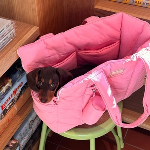 Özel şık köpek çanta taşıyıcılar kapitone kabarık Pet köpek taşıma çantası seyahat ve açık için - Product Image 6