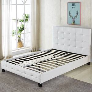 Colore bianco vendita calda in <span class=keywords><strong>legno</strong></span> morbido testiera e pedana con bottoni semplice Relax pelle regina <span class=keywords><strong>letto</strong></span> imbottito - Product Image 3